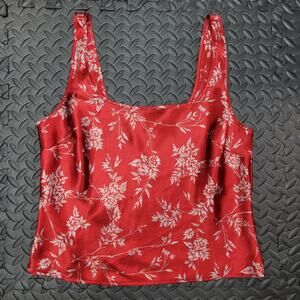 Victoria’s Secret Floral Satin Tank Top Cami Medium Y2K 90s Style Festival Rave
